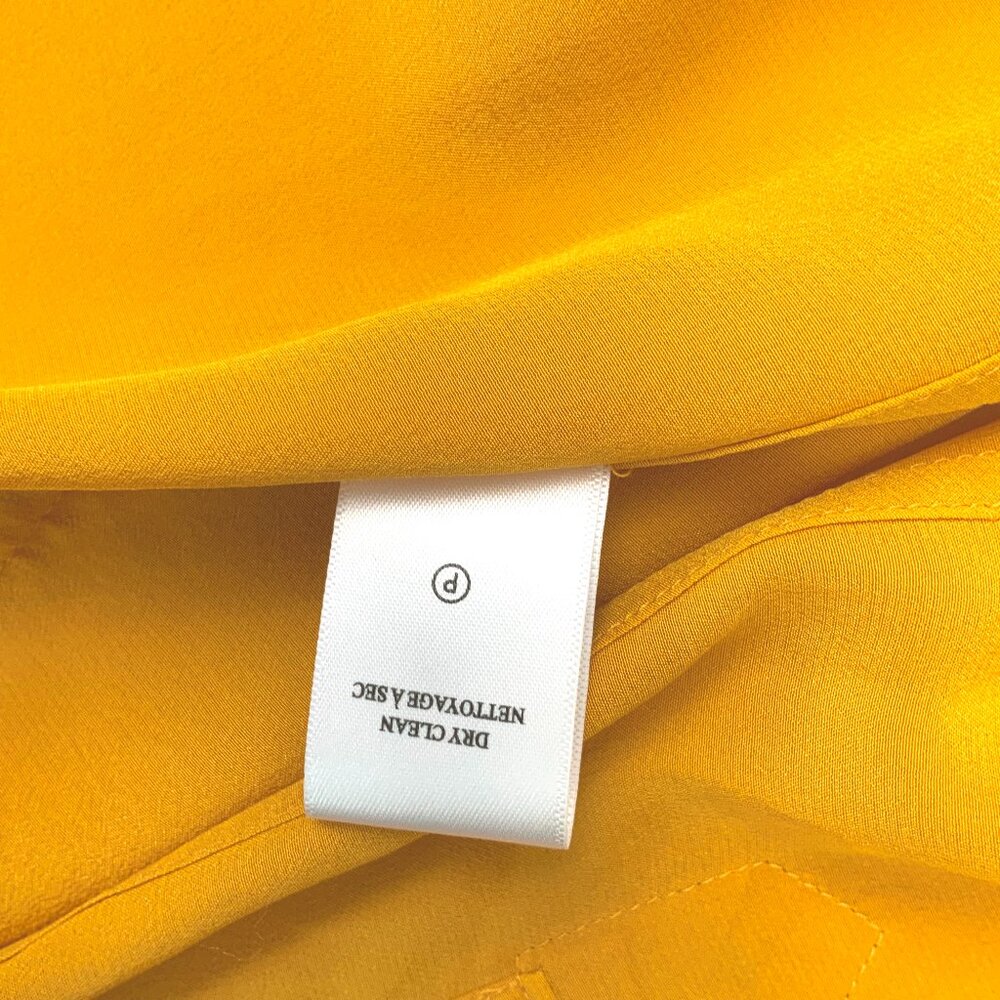 New A.L.C. Sophie 100% Silk Draped Tied Neck Yellow Blouse Sz 0 - 4 - Picture 14 of 16